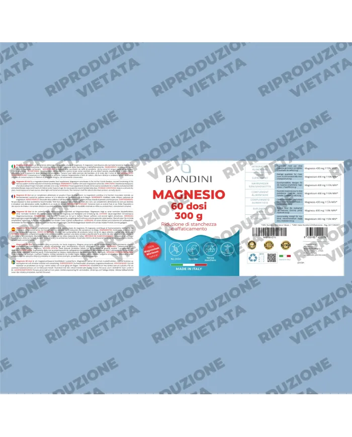 Magnesio 60 dosi (polvere) - 300 grammi